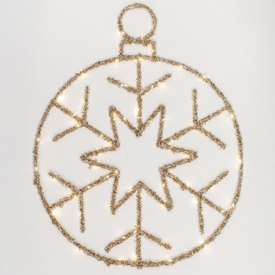 Glob Decorativ Suspendabil de Craciun Fulg cu Beteala & 80 de LED-uri Ø40cm - Alb Cald