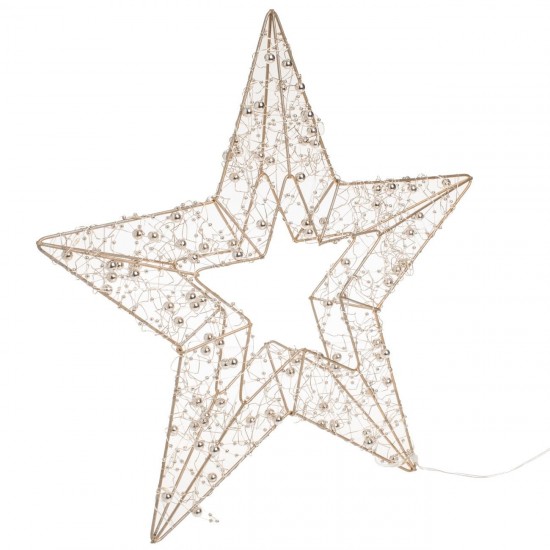 Stea Decorativa 3D Suspendabila cu Margele & 30 de LED-uri 36x36cm - Alb Cald