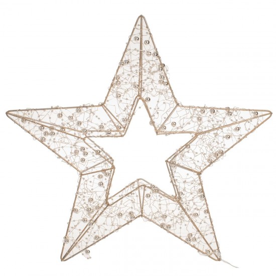 Stea Decorativa 3D Suspendabila cu Margele & 30 de LED-uri 36x36cm - Alb Cald