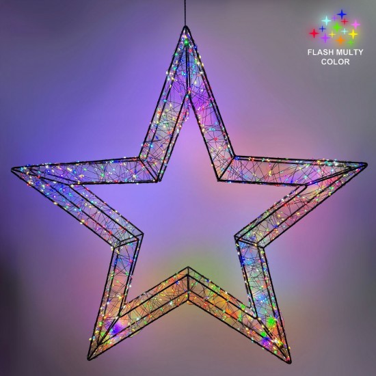 Stea Metalica Decorativa Flash 500 LED 36x6x36cm - Lumina Colorata