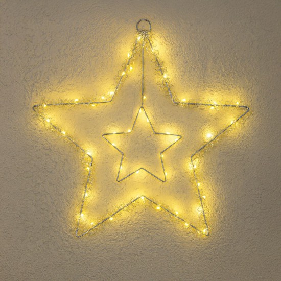 Stea Decorativa de Craciun Argitnie cu 70 de Becuri LED 35x35cm - Alb Cald