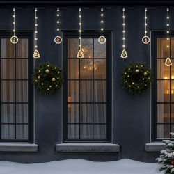 Instalatie de Lumini Perdea cu 130 de Becuri LED Globuri Brazi cu Programe de Exterior & Interior 2,5cm - Alb Cald