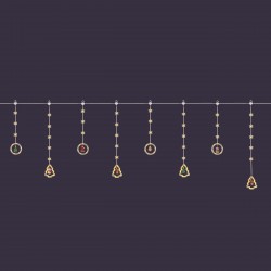 Instalatie de Lumini Perdea cu 130 de Becuri LED Globuri Brazi cu Programe de Exterior & Interior 2,5cm - Alb Cald