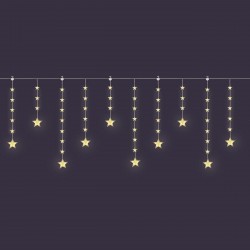 Instalatie de Lumini Perdea cu 120 de Becuri LED Stele Program de Exterior & Interior 2,5cm - Alb Cald
