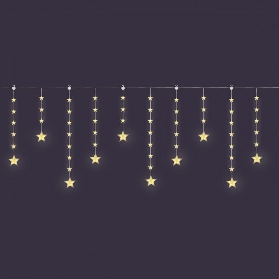 Instalatie de Lumini Perdea cu 120 de Becuri LED Stele Program de Exterior & Interior 2,5cm - Alb Cald