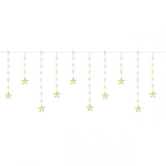 Instalatie de Lumini Perdea cu 120 de Becuri LED Stele Program de Exterior & Interior 2,5cm - Alb Cald