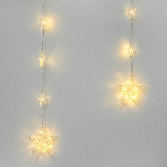 Instalatie de Lumini Perdea cu 120 de Becuri LED Stele Program de Exterior & Interior 2,5cm - Alb Cald