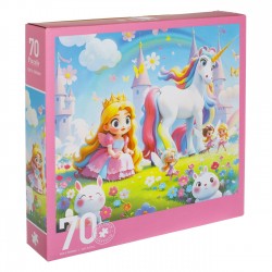 Puzzle Rotund Printesa cu Unicorn (70 de piese)
