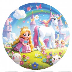 Puzzle Rotund Printesa cu Unicorn (70 de piese)