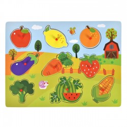 Puzzle Incastru cu Fructe & Legume (9 piese) 30x22cm