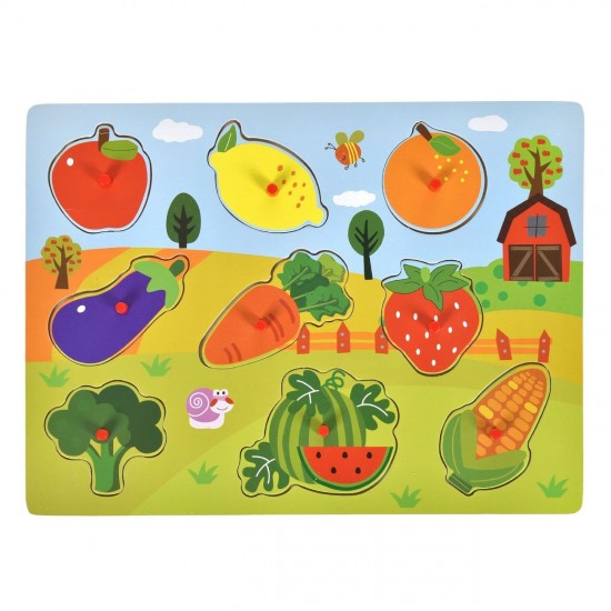 Puzzle Incastru cu Fructe & Legume (9 piese) 30x22cm