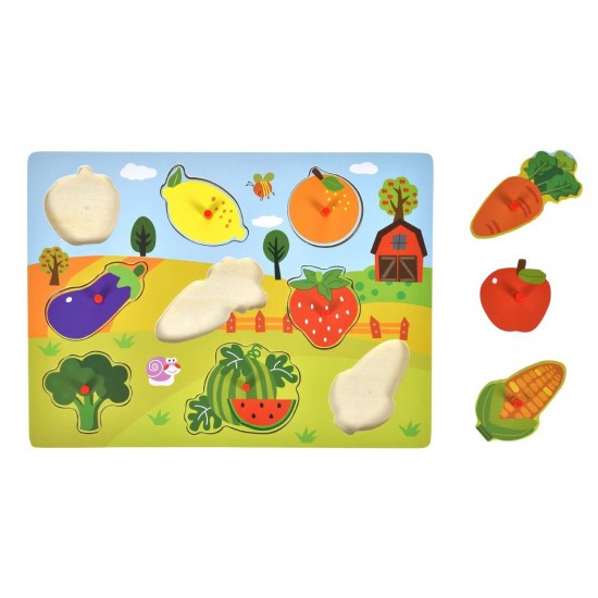 Puzzle Incastru cu Fructe & Legume (9 piese) 30x22cm