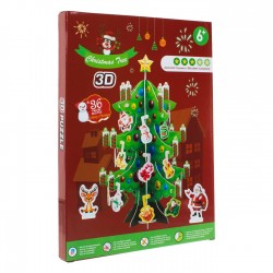 Puzzle 3D Brad de Craciun cu Ornamente 20x32cm- 36buc