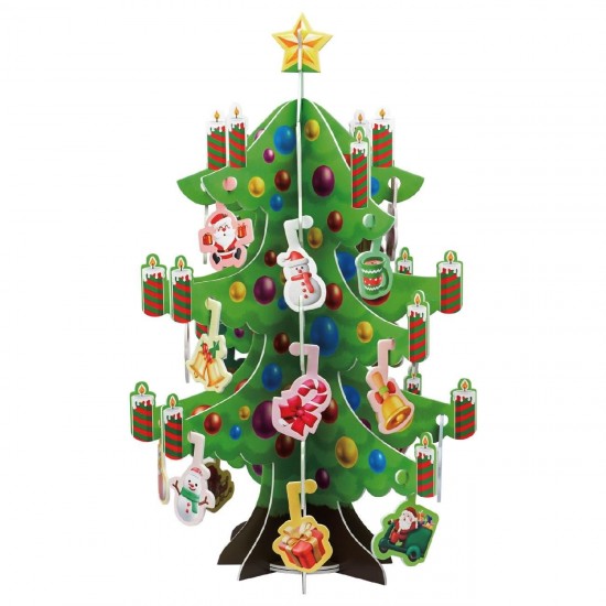 Puzzle 3D Brad de Craciun cu Ornamente 20x32cm- 36buc