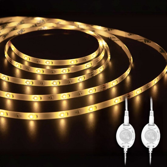 Benzi Strip Light Autocolante cu LED Alb Cald cu Senzor de Miscare 1.5V 1.5m - 2 buc