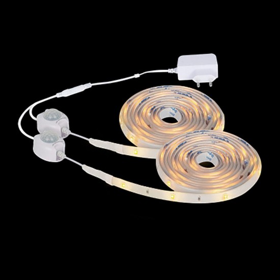 Benzi Strip Light Autocolante cu LED Alb Cald cu Senzor de Miscare 1.5V 1.5m - 2 buc