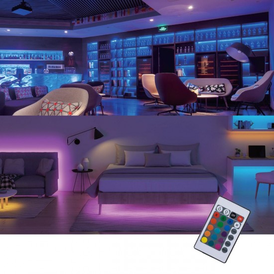 Banda Autocolanta LED cu Lumina Colorata Telecomanda & Baterii 3m