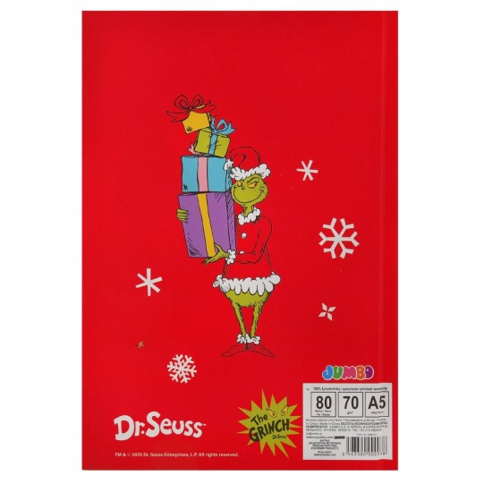 Carnetel Notite A5 cu Coperta Rosie Model Grinch de Craciun - 80 File