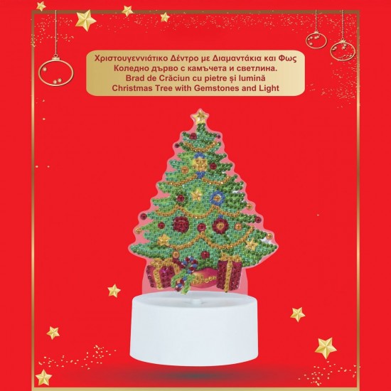 Set DIY de Craciun ”Creaza Brad cu Strasuri & Lumina” 10x14cm - 659buc