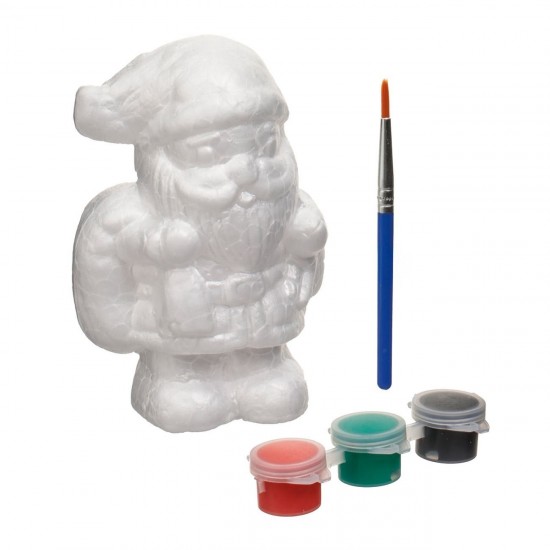 Set Creativ de Craciun cu Figurina 3D Mos Craciun & 3 Recipiente de Vopsea cu Pensula