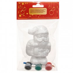 Set Creativ de Craciun cu Figurina 3D Mos Craciun & 3 Recipiente de Vopsea cu Pensula