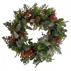 Coronita Decorativa de Craciun cu Ramuri Pomusoare Rodii Conuri Ø60cm