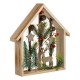 Decoratiune de Craciun Casa din Lemn cu Brad Ren Berries cu Glitter Sampaniu & Lumina 27x6x2,5cm