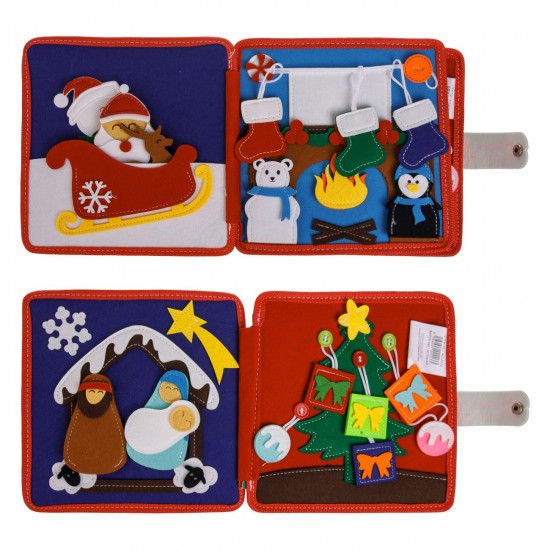 Carte cu Activitati din Fetru Quiet Book Mos Craciun