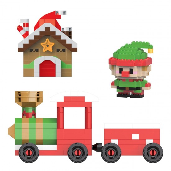 Caramizi Constructie de Craciun 3 Modele Spiridus / Camion / Casa de Turta Dulce