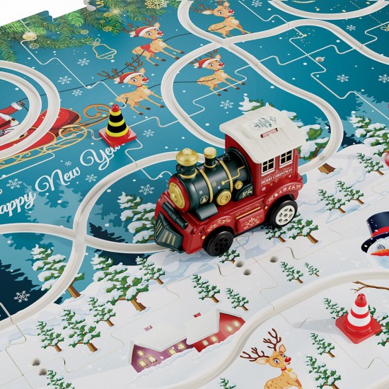 Jucarie de Craciun Puzzle cu Tren - 5 piese