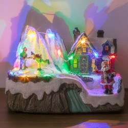 Scena de Craciun Patinoar cu Figurine Lumina Muzica & Miscare 16x10x11cm