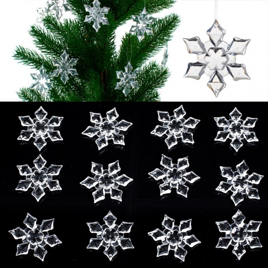 Decoratiune de Craciun Fulgi Acrilici Transparenti 6cm - 12buc
