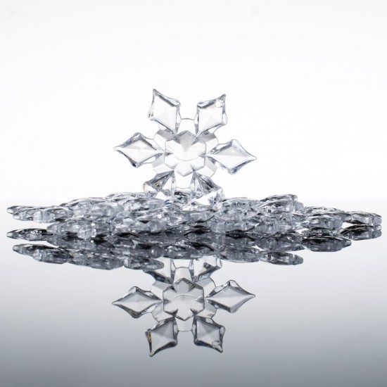 Decoratiune de Craciun Fulgi Acrilici Transparenti 6cm - 12buc