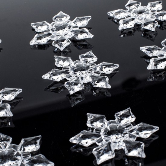 Decoratiune de Craciun Fulgi Acrilici Transparenti 6cm - 12buc