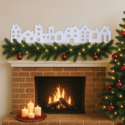Banner Decorativ de Craciun cu Model Case 98x20cm
