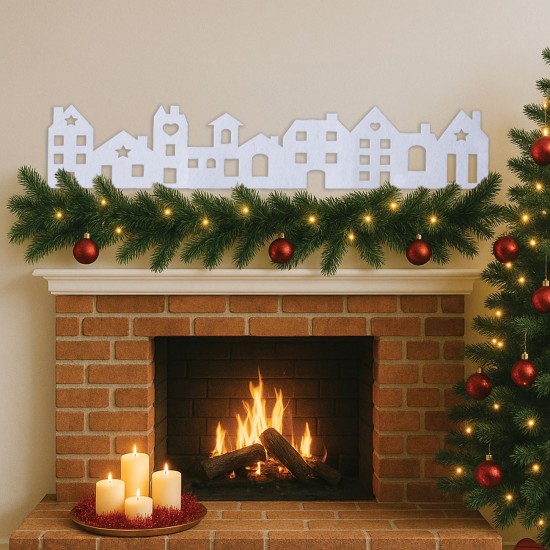 Banner Decorativ de Craciun cu Model Case 98x20cm