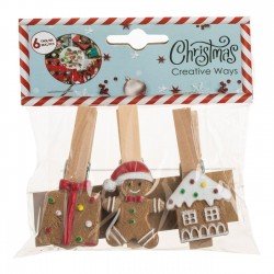 Clestisori Decorativi de Craciun din Lemn cu Figurine 7,5cm