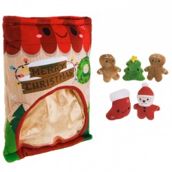 Punga de Plus cu 5 Figurine Jucarii de Craciun 32x42cm