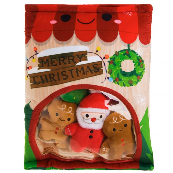 Punga de Plus cu 5 Figurine Jucarii de Craciun 32x42cm