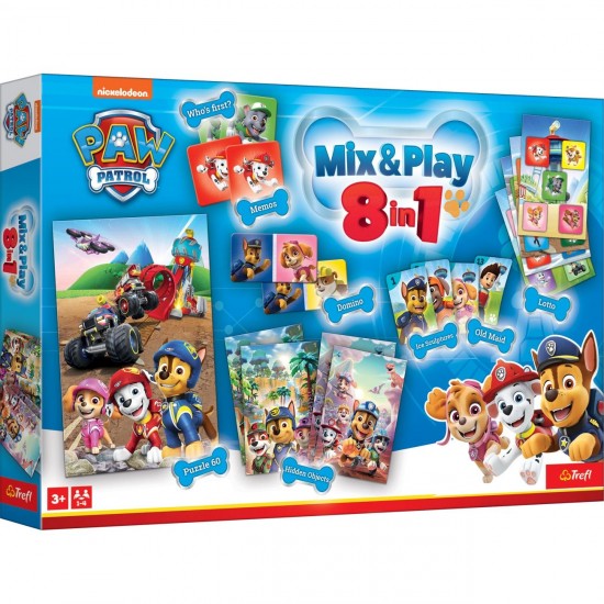 Joc de Societate 8 in 1 Carduri de Memorie Puzzle & Domino Paw Patrol