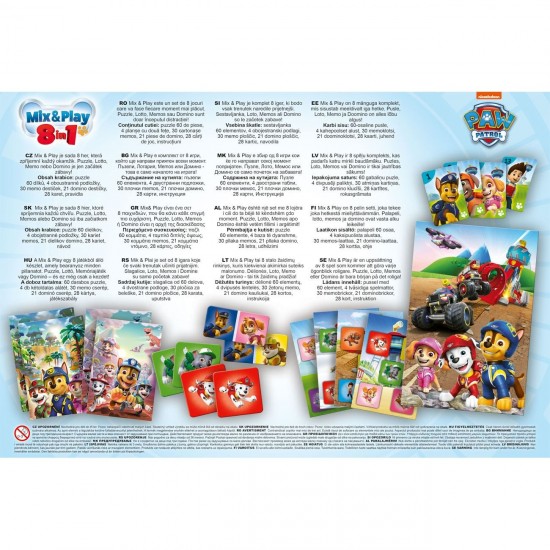 Joc de Societate 8 in 1 Carduri de Memorie Puzzle & Domino Paw Patrol
