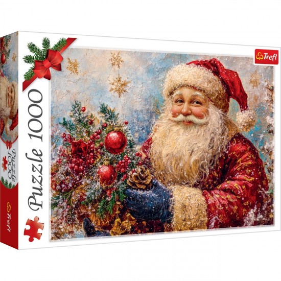 Puzzle Vintage cu Mos Craciun & Brad (1000 piese) - Trefl