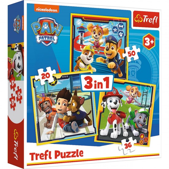 Set Puzzle 3 in 1 de Craciun Paw Patrol  - Trefl