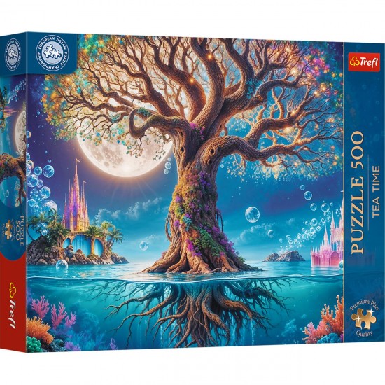 Puzzle Copac Magic Colorat cu Luna Plina (500 de piese) - Trefl