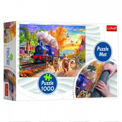 Puzzle Catelusi Langa Tren (1000 de Piese) & Covoras - Trefl