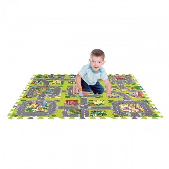 Covor Puzzle Strazi de Oras pentru Copii 31.5x31.5cm (9 Piese)