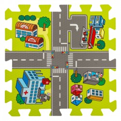 Covor Puzzle Strazi de Oras pentru Copii 31.5x31.5cm (9 Piese)