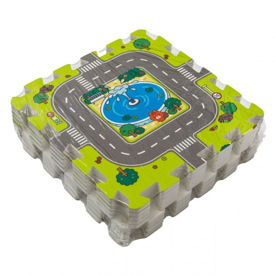 Covor Puzzle Strazi de Oras pentru Copii 31.5x31.5cm (9 Piese)