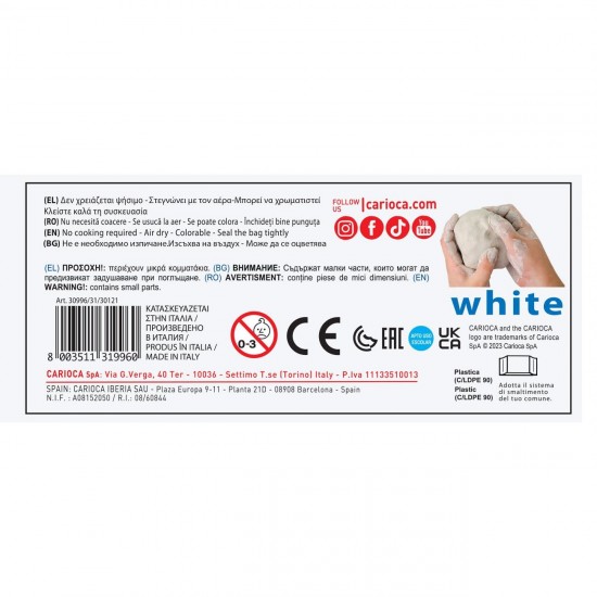 Lut - Pasta Modelaj Carioca Alb 500g