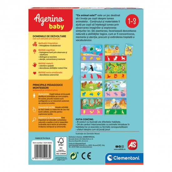 Joc Educativ ”Ce Animal Este?” Agerino Baby Montessori - AS